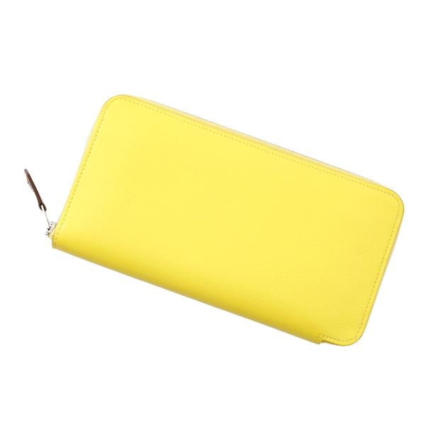 エルメス 長財布 アザップロング シルクイン ライム/シルバー金具  