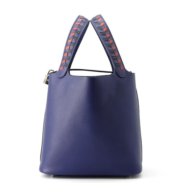 ☆エルメス ハンドバッグ ピコタンロックMM トレサージュ ブルー