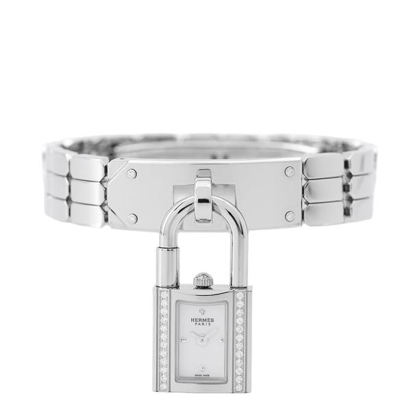 HERMES(エルメス) 腕時計美品  ケリーウォッチ KE4.130 レディース SS/ダイヤベゼル/1P文字盤ダイヤ 白 エルメス ケリーウォッチ ダイヤベゼル KE4.130.130 HERMES 腕時計