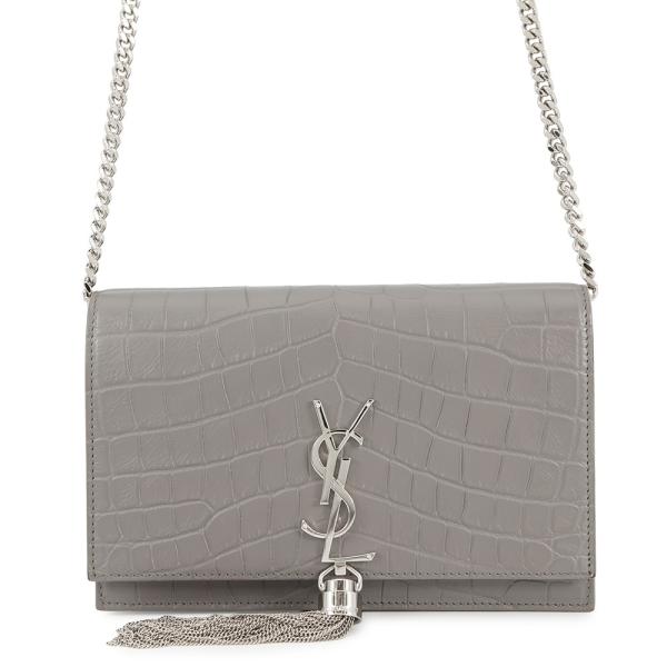 サンローランパリ チェーンウォレット ケイト タッセル クロコ型押し