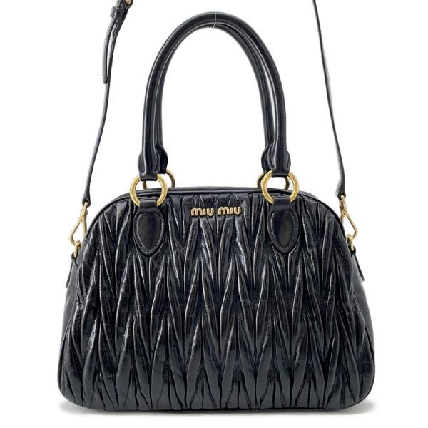 ミュウミュウ ハンドバッグ マテラッセ レザー 5BB072 MIUMIU 2way 黒