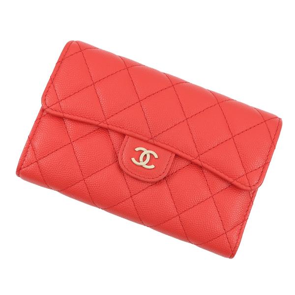 CHANEL マトラッセ三つ折り財布 シャネル 三つ折り財布 マトラッセ ココマーク ミディアム フラップ