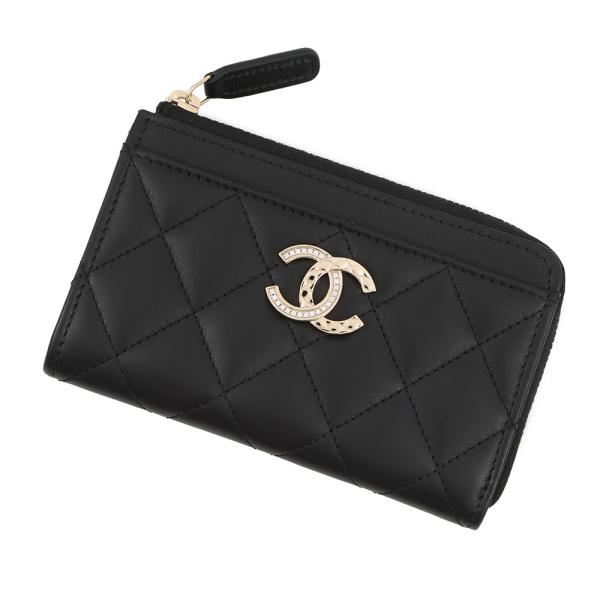 CHANEL ケース ラムスキン ブラック シャネル コインケース マトラッセ ココマーク ラムスキン AP4344