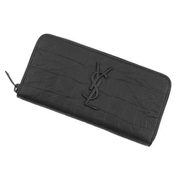 イヴサンローラン 長財布 YSL カサンドラ ラウンドファスナー クロコ型