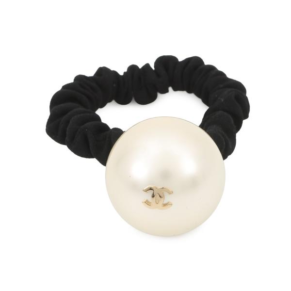 シャネル ヘアゴム ココマーク フェイクパール ロゴ シュシュ F22V