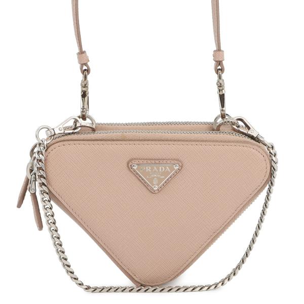 PRADA プラダ サフィアーノ ミニポーチ ショルダーバッグ ミニバッグ アイボリー レザー 2TT105 シルバー金具 プラダ ポーチ ミニ トライアングルロゴ サフィアーノ 2TT105 PRADA