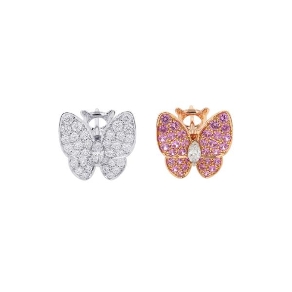 ヴァンクリ ピアス ドゥ パピヨン ピンクサファイア 34P 計0.88ct