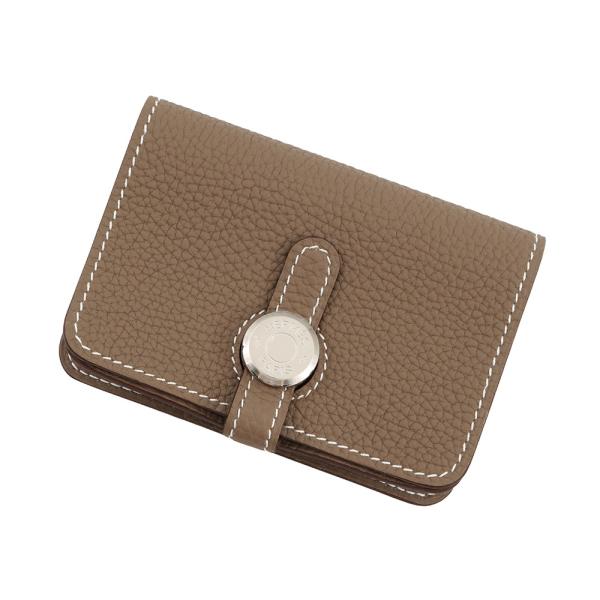 HERMES 小物入れ　エトゥープ エルメス カードケース ドゴン エトゥープ/シルバー金具 トリヨン