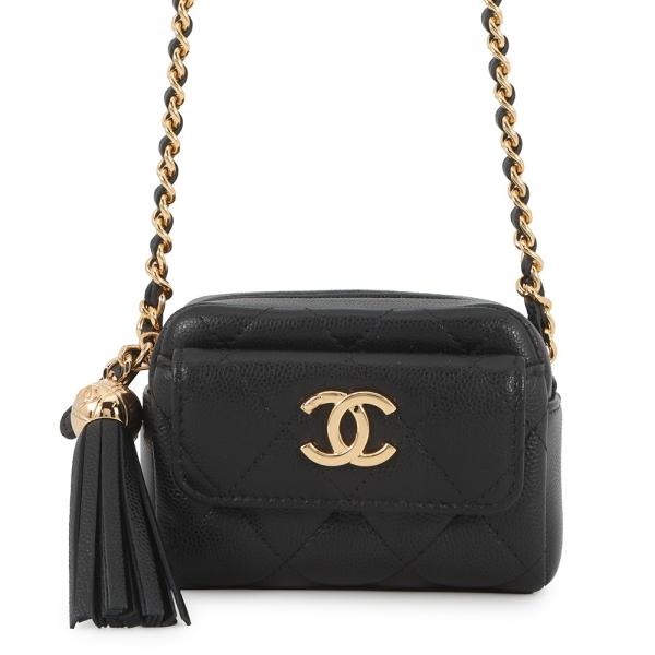 CHANEL キャビアスキン マトラッセ チェーンショルダーバッグ シャネル チェーンショルダーバッグ マトラッセ ミニ ココマーク