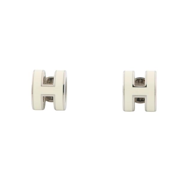 エルメス ピアス ミニ・ポップアッシュ ホワイト/シルバー金具 H