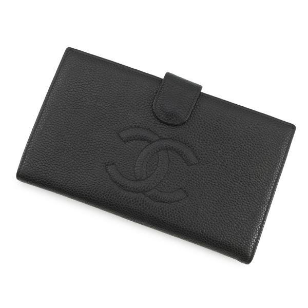 シャネル 長財布 ココマーク がま口 キャビアスキン A13498 CHANEL