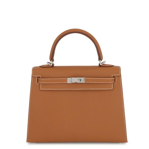 エルメス ハンドバッグ ケリー25 外縫い ゴールド/シルバー金具 