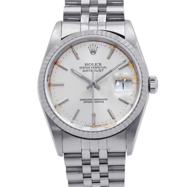 ロレックス デイトジャスト36 E番 SS/K18ホワイトゴールド 16234 ROLEX 腕時計 シルバー文字盤 【安心保証】