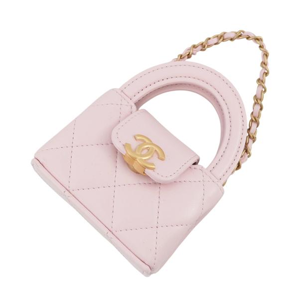 シャネルCHANELラムスキン ミニミニマトラッセ チャーム　ココマーク シャネル バッグチャーム ココマーク マトラッセ ミニバッグ チャーム