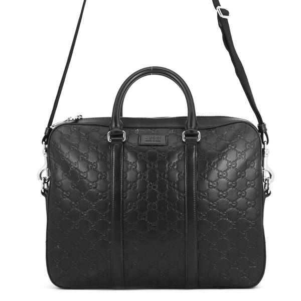 GUCCI グッチ ブリーフケース ショルダー レザー 　黒　ビジネスバッグ グッチ ショルダーバッグ ブリーフケース GG グッチシマレザー 435322