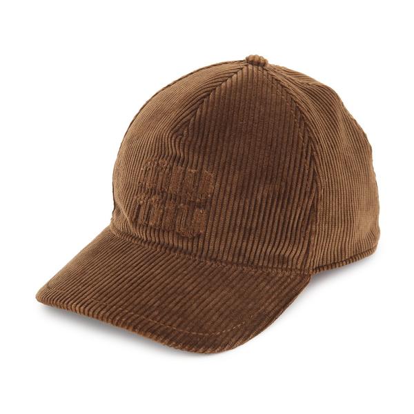 ミュウミュウ キャップ ロゴ コーデュロイ 5HC179 サイズL Miu CAP