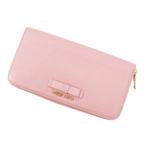 ミュウミュウ 長財布 リボン ロゴ レザー Miu 財布 【安心保証
