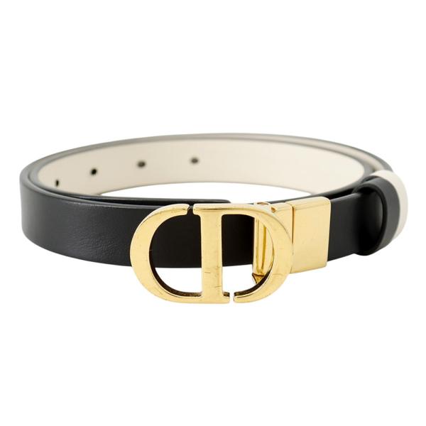 クリスチャン・ディオール ベルト 30モンテーニュ リバーシブル スムースカーフレザー B0446UWGA Christian Dior 黒 白 【安心保証】