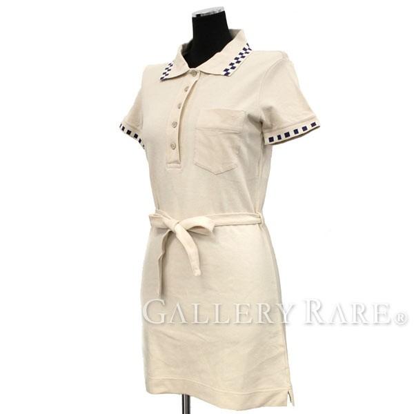 ルイヴィトン ワンピース ポロシャツ ダミエ アズール柄 Louis 超目玉 ウエストリボン レディースサイズ34 Vuitton