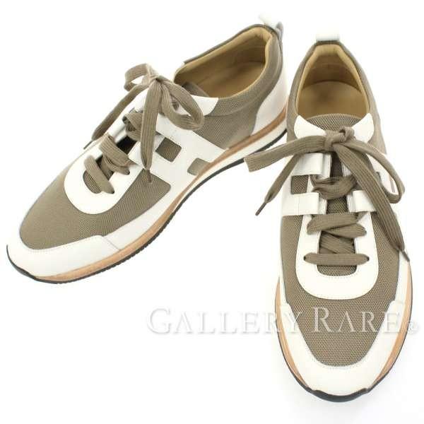 HERMES エルメス スニーカー パートナー Partner カーキ ヴォー  