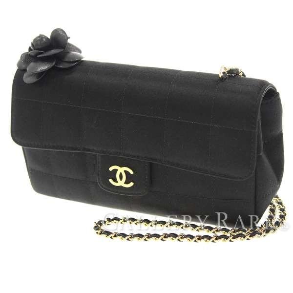 CHANEL チョコバー カメリア チェーン ショルダー バッグ A16780 CHANEL - CHANEL チョコバー カメリア チェーン ショルダー バッグ