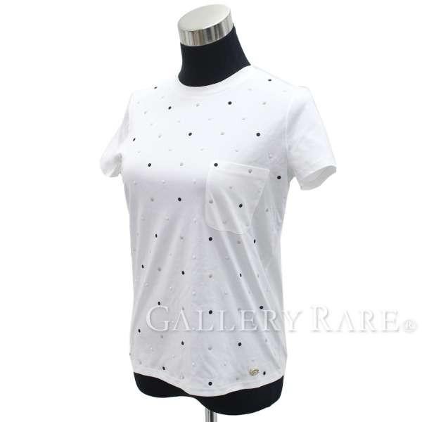 CHANEL シャネル Tシャツ ドット柄 コットン ココマーク クルーネック 