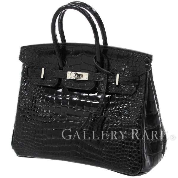 HERMES（エルメス） バーキン25 cm ハンドバッグ ブラック×シルバー
