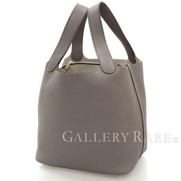 HERMES（エルメス） ハンドバッグ ピコタンロックMM エタン×ゴールド 