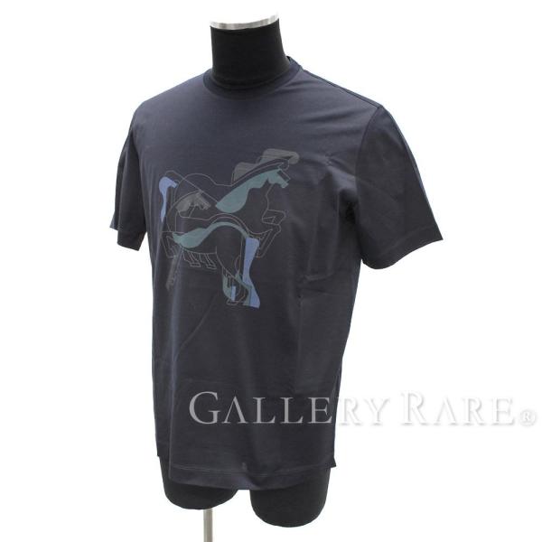 エルメス Tシャツ ブラジリアンホース コットン マリーン 売却 メンズサイズs カットソー 半袖シャツ Hermes