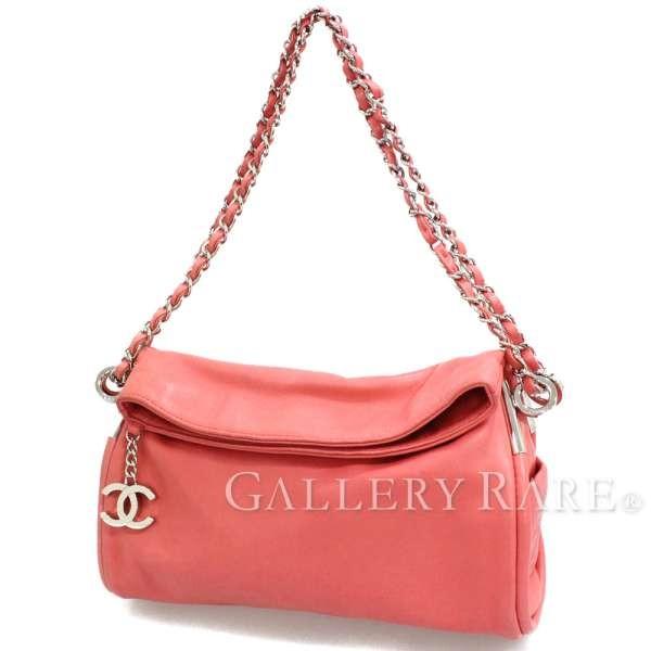 オープニング 大放出セール シャネル チェーンショルダーバッグ ココマーク ピンク ラムスキン Wチェーン Chanel バッグ 8573