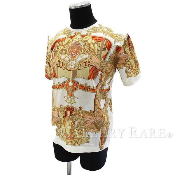 HERMES 半袖Tシャツ Grand Carross スカーフ柄 エクリュ L HERMES 
