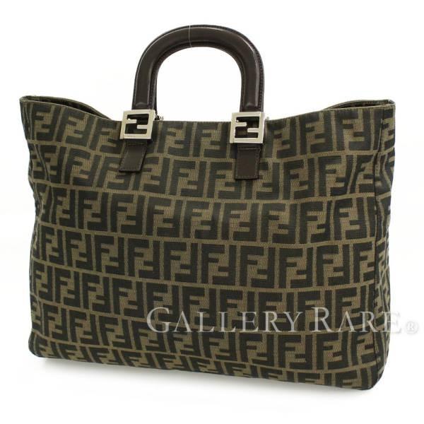 フェンディ トートバッグ ズッカ柄 男女兼用 キャンバス ブラウン ハンドバッグ バッグ メンズ Fendi
