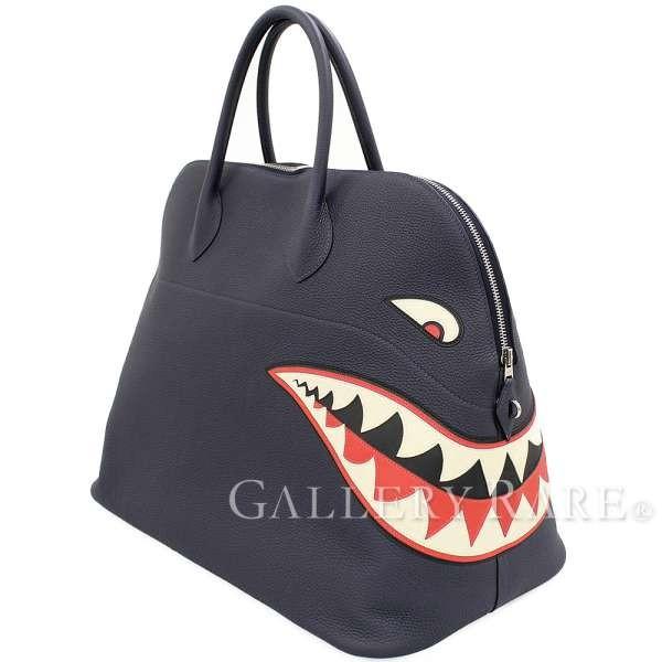 HERMES（エルメス） ボリード45 シャーク ブルーニュイ×シルバー金具