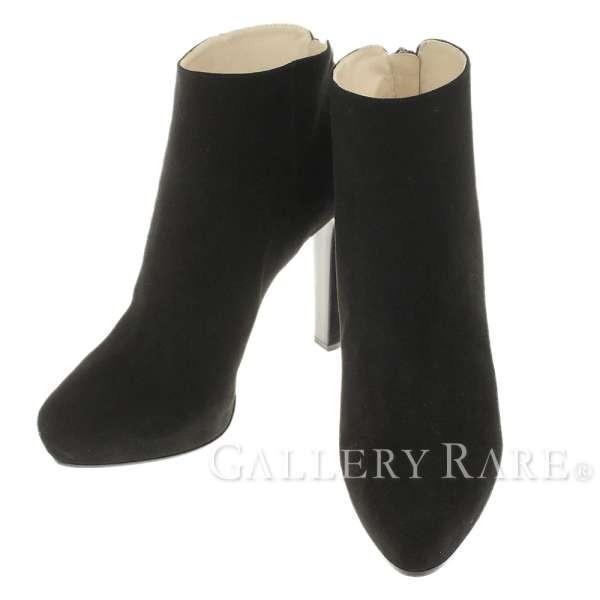 プラダ ショートブーツ 黒 スエード レディースサイズ37 靴 アンクル 