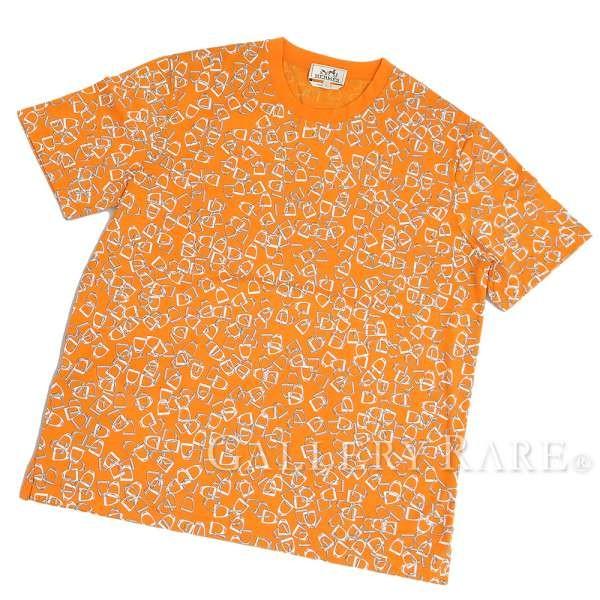 エルメス Tシャツ エトリエ 半袖 オレンジ メンズサイズl 付与 服 Hermes