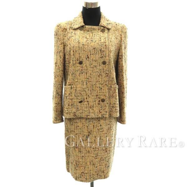 シャネル スカートスーツ ツイード ベージュ P114v 98a 商品追加値下げ在庫復活 スーツ セットアップ 服 レディースサイズ40 Chanel