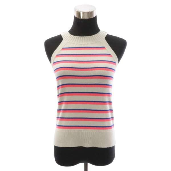 シャネル 超人気 専門店 タンクトップ ノースリーブ ニット ココマーク ボーダー 安心保証 レディースサイズ36 P Chanel 服