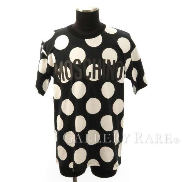 モスキーノ Tシャツ ドット ロゴ ブラック ホワイト メンズ トップス Moschino 販売実績no 1 半袖 服 水玉