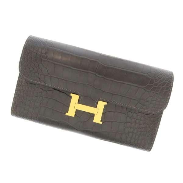 HERMES エルメス 長財布 コンスタンス ロング グラファイト×ゴールド 