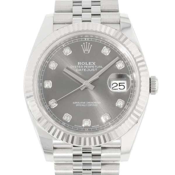 ロレックス デイトジャスト41 SS/K18WGホワイトゴールド/10Pダイヤモンド 126334G ROLEX 黒文字盤 ROLEX（ロレックス） デイトジャスト41 SS/K18WGホワイトゴールド