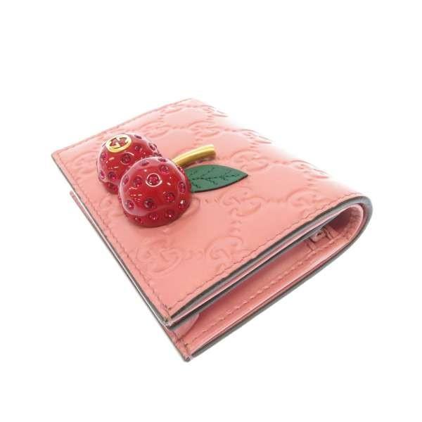 グッチ カードケース グッチシマ シグネチャー チェリー 日本限定 Gucci 財布 安心保証 二つ折り財布 おすすめ