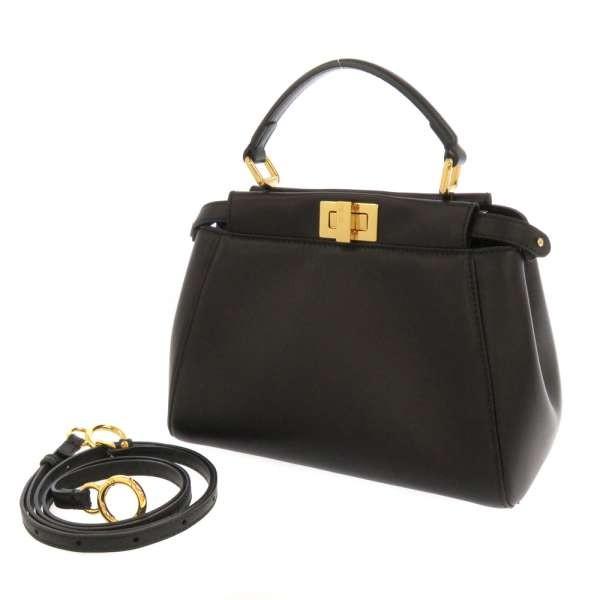 フェンディ ハンドバッグ ミニ ピーカブー レザー 8bn244 安心保証 黒 春の新作続々 ショルダーバッグ Fendi 2way バッグ