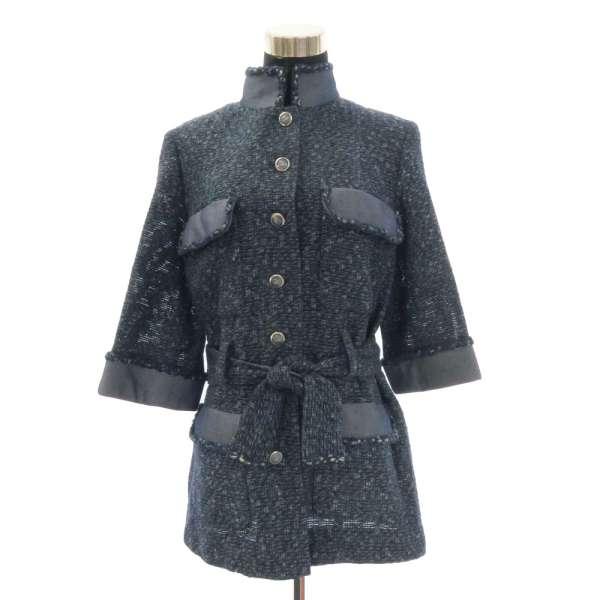 LOUIS VUITTON シャネル コート ツイード インディゴブルー レディース  