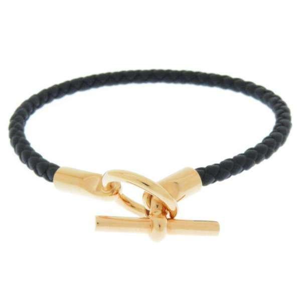 エルメス ブレスレット グレナン ブラック/ピンクゴールド金具 
