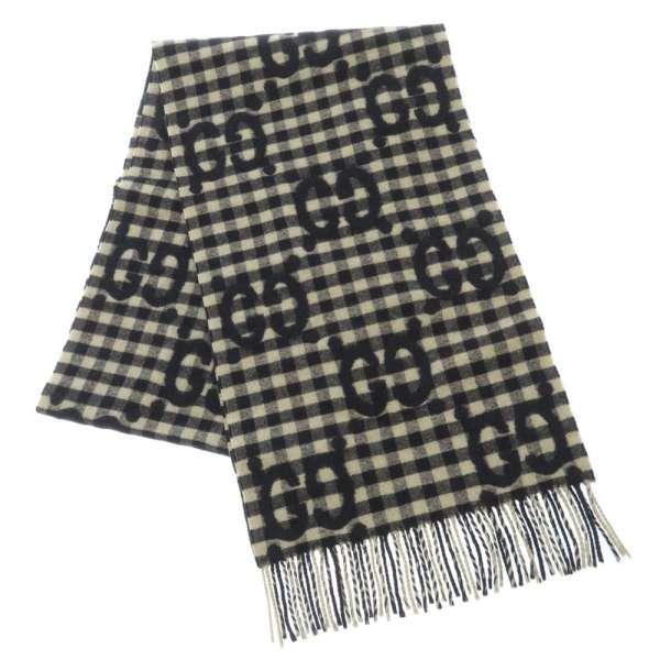 GUCCI（グッチ） マフラー ウールジャガードスカーフ GG ロゴ ウール