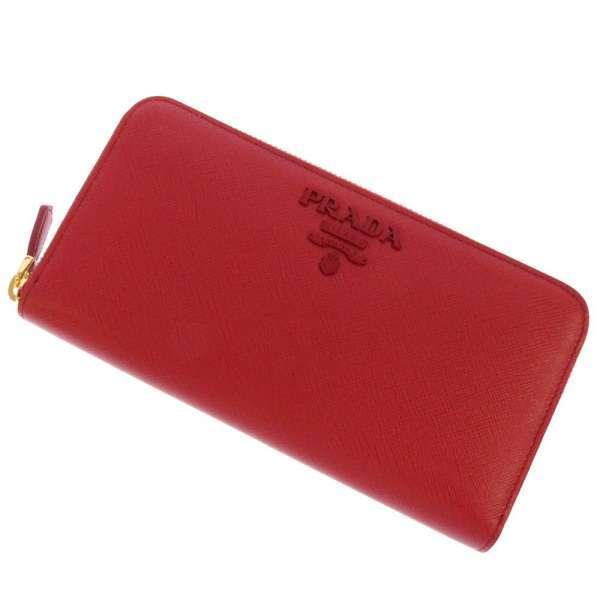 PRADA プラダ 1ML506 ラウンドファスナー ヴィッテロムーブ  レザー 長財布 レッド レディース プラダラウンドファスナー長財布 赤 レディース 長財布 1ML506 PRADA