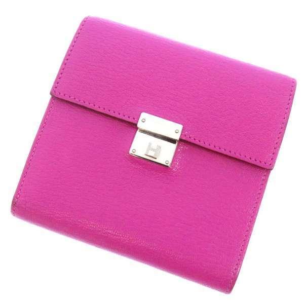 鑑定書付【極美品】HERMES クリック12 三つ折り財布　シェーブル　ピンク系 HERMES（エルメス） 三つ折り財布 クリック12 マグノリア/シルバー金具