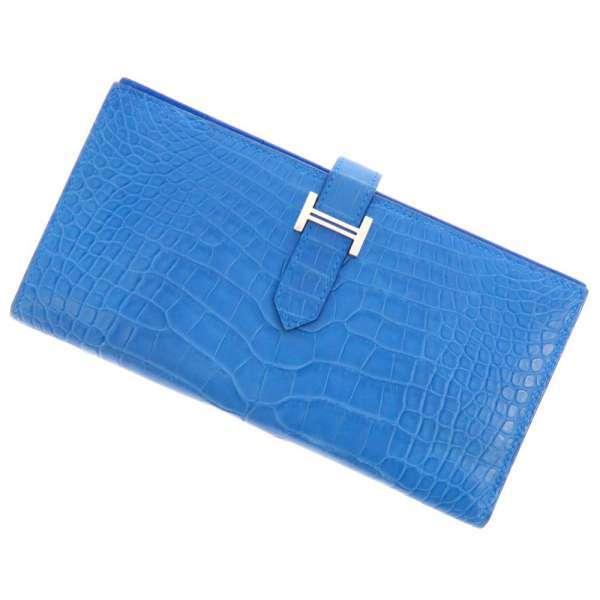 HERMES（エルメス） 長財布 ベアンスフレ マチ有り ミコノス/シルバー