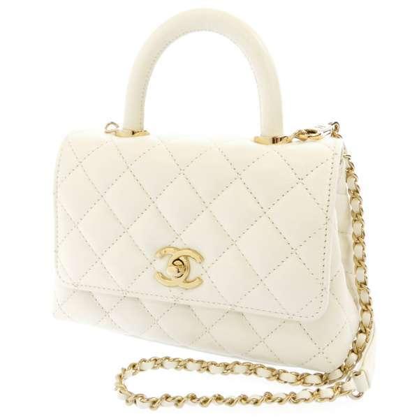 新品未使用✴︎CHANEL ノベルティ　白　ホワイト 3way キャビアスキン CHANEL（シャネル） ハンドバッグ ココマーク トップハンドル ミニ