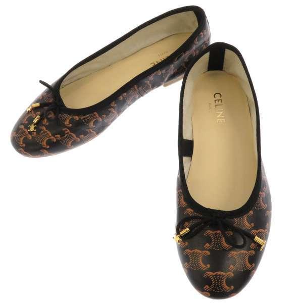 美品 CELINE バレリーナ / トリオンフ&レース プリント 37 シューズ CELINE（セリーヌ） バレエシューズ トリオンフ&レース プリント